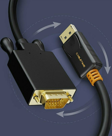 Cabletime Cable DisplayPort male - VGA male 1080p 3m Μαύρο