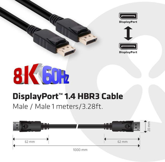 Club3D DisplayPort-Kabel Männlich - DisplayPort-Männlich 1m Schwarz (CAC-2067)