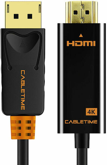 Cabletime Cable DisplayPort male - HDMI male 1.8m Black ()