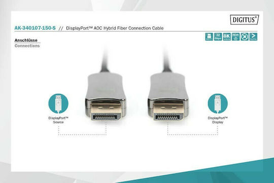 Digitus Kabel DisplayPort-Stecker - DisplayPort-Stecker 15m Schwarz (AK-340107-150-S)