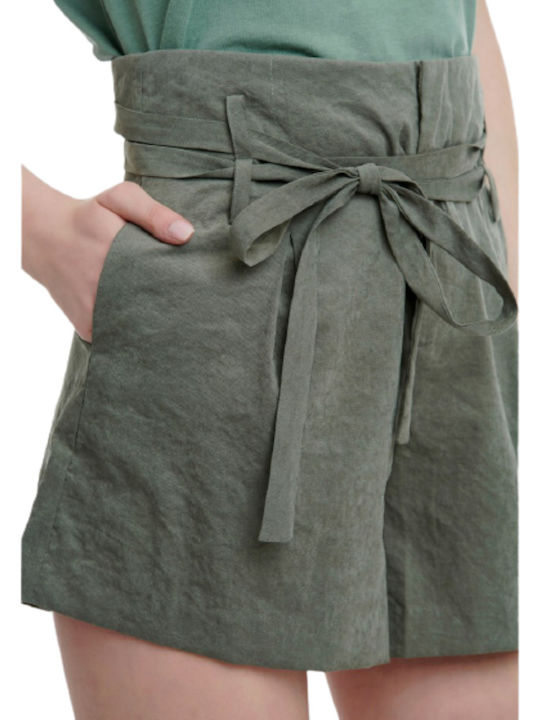 Women's High-waisted Shorts Khaki
