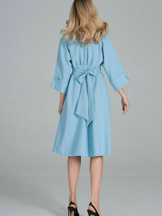 Figl Midi Shirt Dress Dress 3/4 Sleeve Light Blue