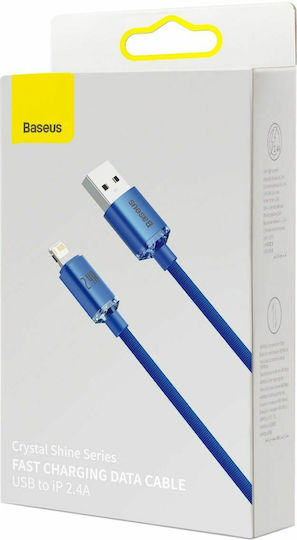 Baseus Crystal Shine Плетена USB-A към Lightning кабел Син 2м (CAJY000103)