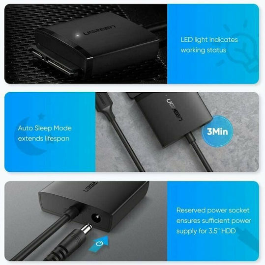 Ugreen 60561 USB 3.0 to SATA Hard Drive Adapter Μαύρο