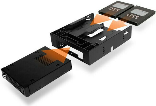 Icy Dock Flex-Fit Trio MB343SP 2x 2.5 Inch HDD SSD to 5.25 Inch Bracket with 1x 3.5 Inch Drive Device Bay Black