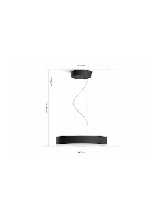 Philips Enrave Ρυθμιζόμενο Κρεμαστό Φωτιστικό Μαύρο LED με Ρυθμιζόμενο Λευκό Φως 42.5εκ.