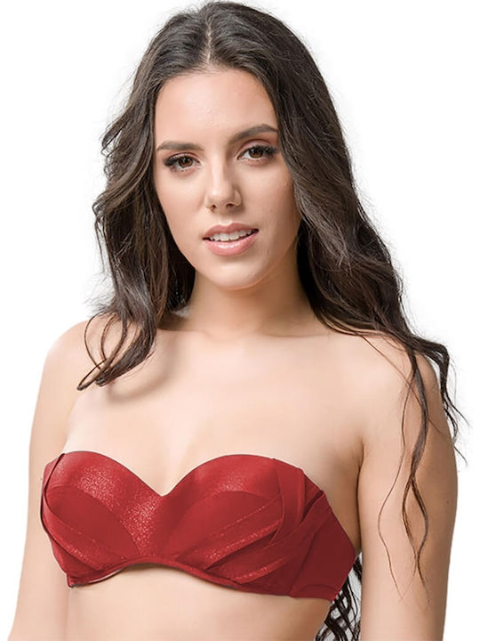 Strapless Bikini Top Κόκκινο