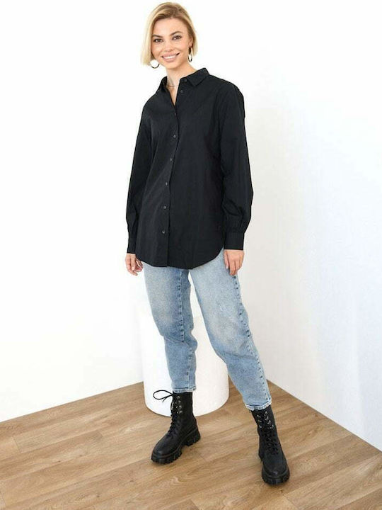Shirt Women's Monochrome Long Sleeve Shirt Black