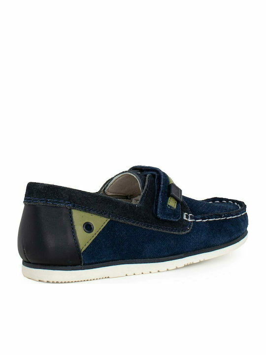 Boys Suede Moccasins with Velcro Blue