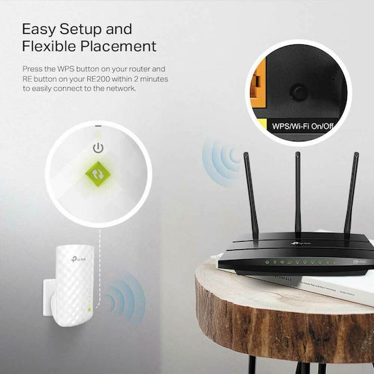 TP-LINK RE200 v5 WiFi Удължител Двулентов (2.4 и 5GHz) 750Mbps