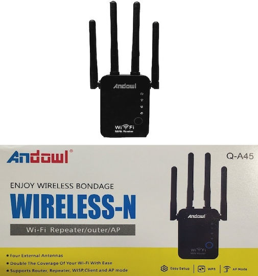 Andowl Q-A45 WiFi Extender Single Band (2.4GHz) 300Mbps με 2 Ethernet