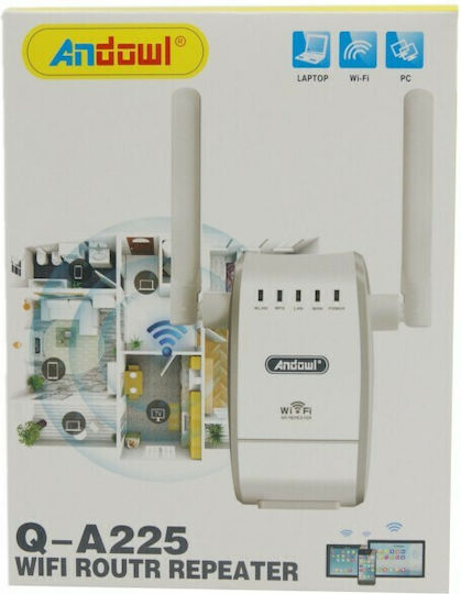 Andowl Q-A225 Wi-Fi Verstärker Einzelband (2,4 GHz) 300 Mbit/s mit 2 Ethernet-Anschlüssen