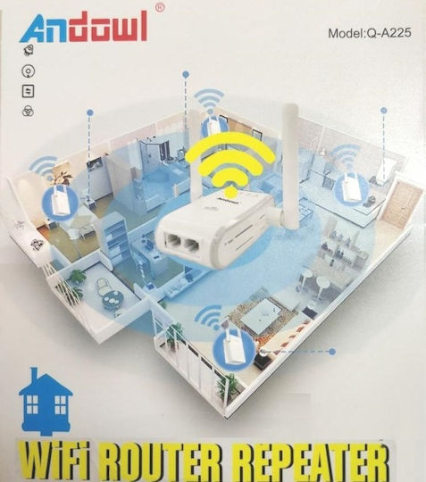 Andowl Q-A225 Wi-Fi Verstärker Einzelband (2,4 GHz) 300 Mbit/s mit 2 Ethernet-Anschlüssen
