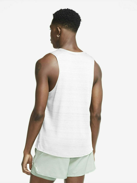 Nike Miler Ανδρική Μπλούζα Dri-Fit Αμάνικη Λευκή