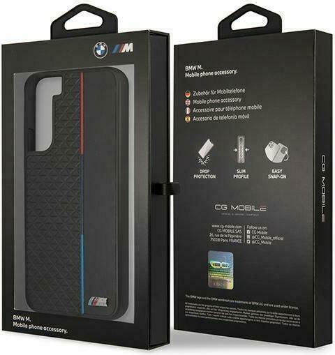 BMW Hard M Collection Triangles Back Cover Piele artificială Negru (Galaxy S22+ 5G - Galaxy S22+ 5G)
