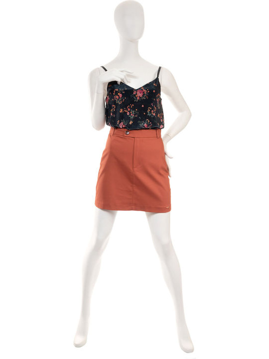 High-waisted Mini Skirt Tabac Brown