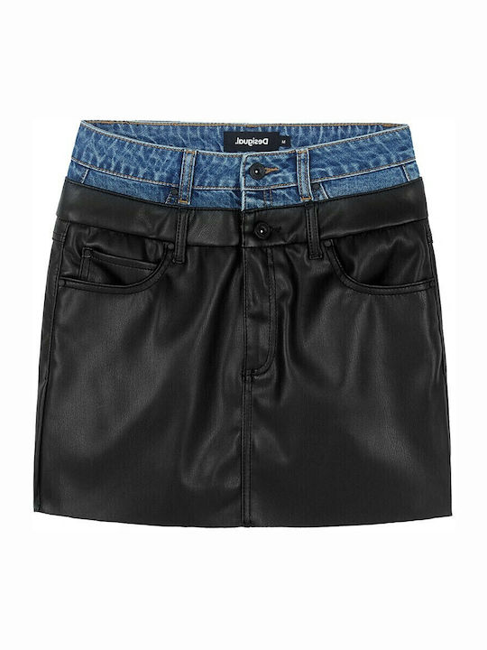 Marie Curie Leder Mini Rock Schwarz
