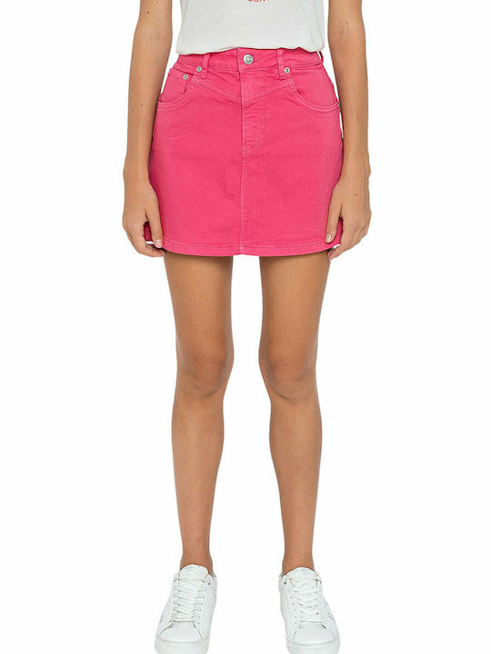 Rachel Denim High-waisted Mini Skirt Fuchsia