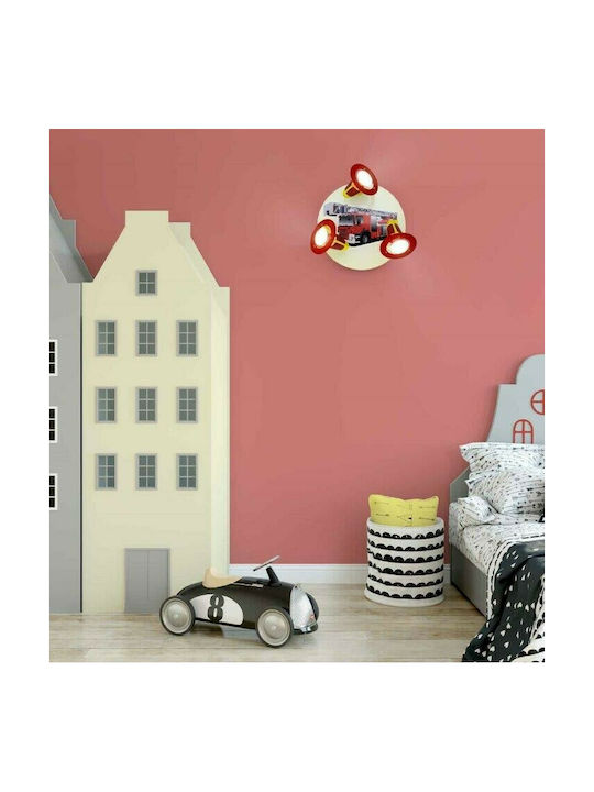 Fire Department Multi Bulbs Kids Lighting Pendant Metallic 40W with Drive Size E14 Κόκκινο