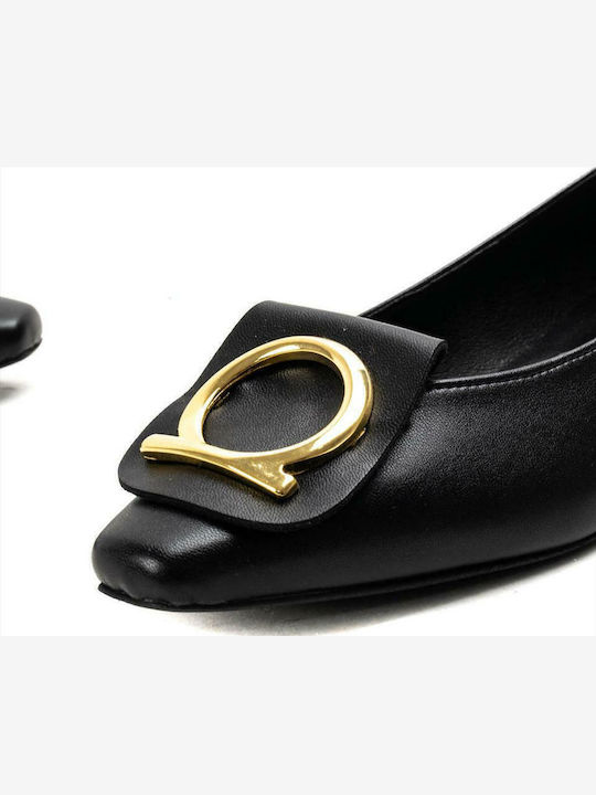 Synthetic Leather Pointy Ballerinas Black