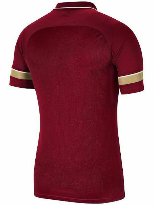 Nike Academy Bluza Sportivă pentru Bărbați cu Mânecă Scurtă Dri-Fit Polo Burgundy