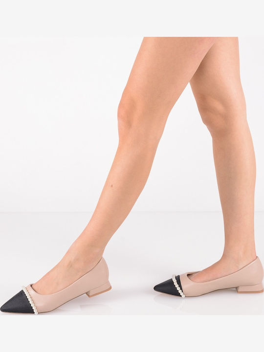 Damen Ballerinas Spitz zulaufend Beige