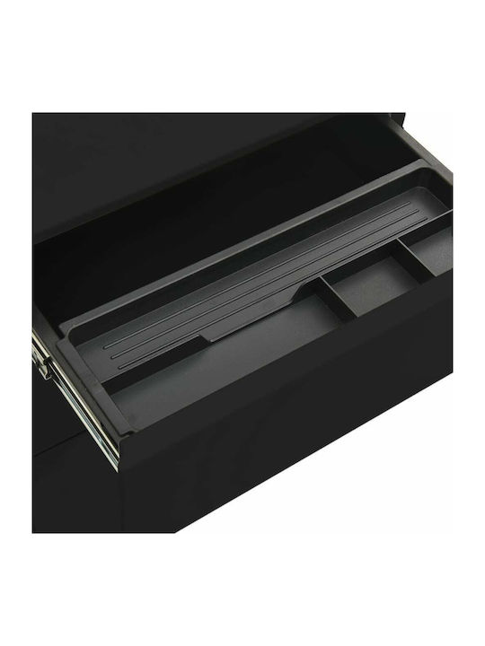 Kabinett Büro mit Rollen & Schloss Black Velvet-Black Metal 39x45x60cm