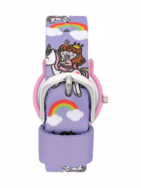 Kikou Kinder-Analoguhr mit Stoffarmband Flieder