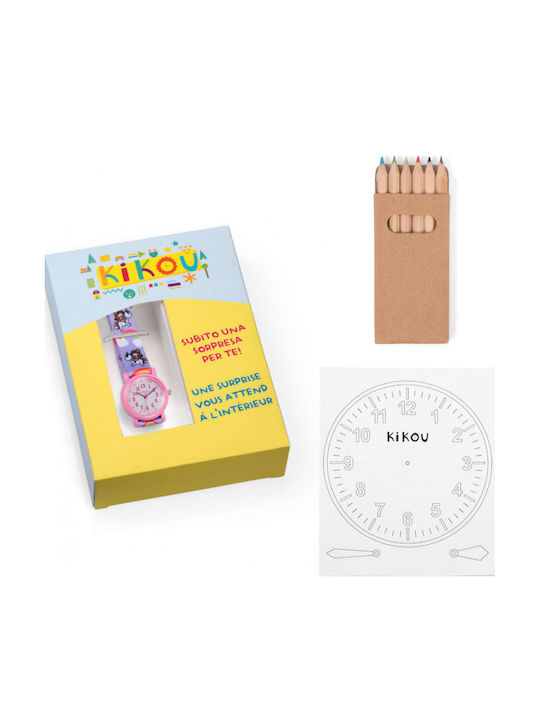 Kikou Kinder-Analoguhr mit Stoffarmband Flieder