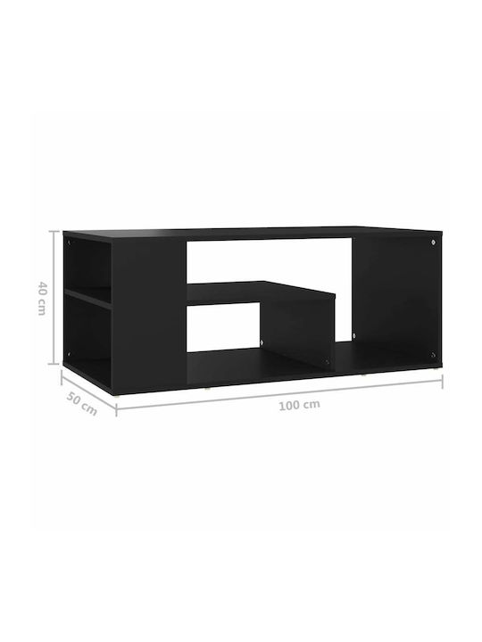 Rectangular Coffee Table Wooden Black L100xW50xH40cm.