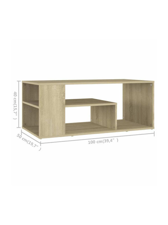 Rectangular Central Wooden Coffee Table Sonoma M100xW50xH40cm