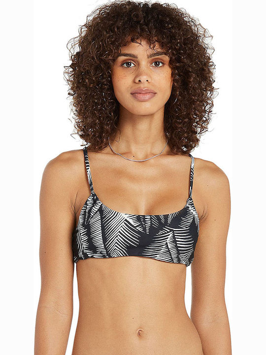 Sports Bra Bikini Top Stay or Leaf with Detachable & Adjustable Straps Black Floral