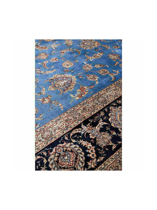 Viokarpet Qum 32413-030 Teppich Rechteckig Seide mit Fransen Blau