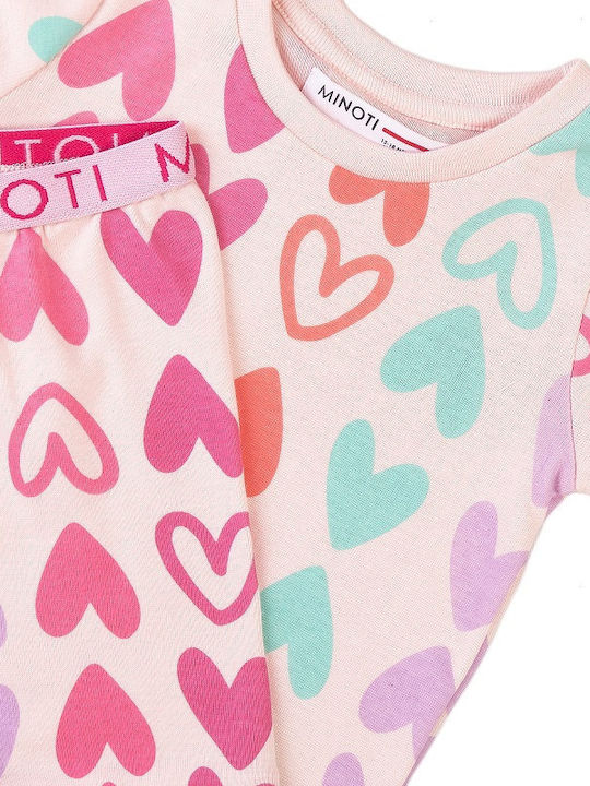 Minoti Set Top & Bottom Kids Summer Pyjamas Pink