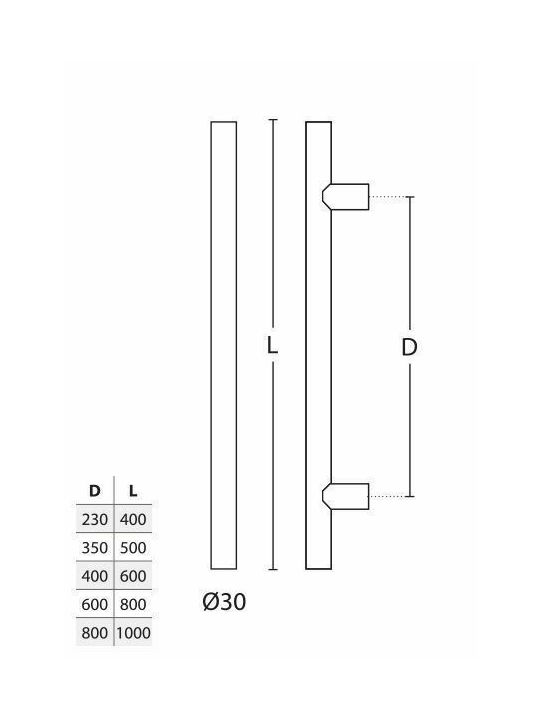 Convex Λαβή Εξώπορτας 1127 600mm Ματ Μαύρο