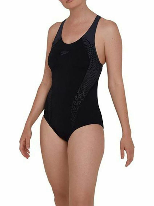 Fit Laneback Athletic One-Piece Swimsuit Black