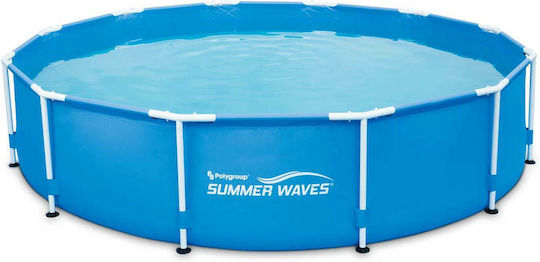 Summer Waves Round Swimming Pool 2271lt with Metallic Frame 366x76cm Light Blue