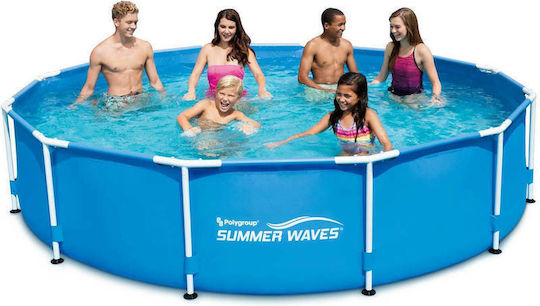 Summer Waves Round Swimming Pool 2271lt with Metallic Frame 366x76cm Light Blue