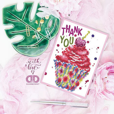 Diamond Dotz Greeting Cards - Cup Cake Thank You