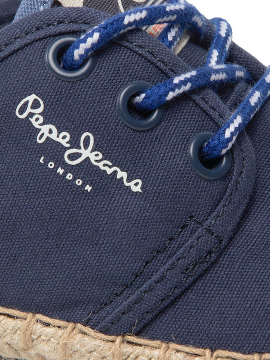 Kids Espradrilles with Laces Navy Blue Tourist Camping