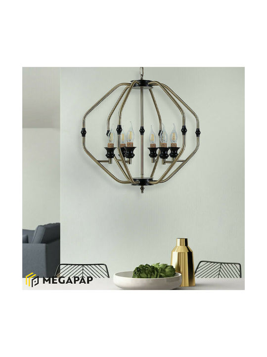 Megapap Flawless Πολυέλαιος Ø55cm με Κεράκια Χρυσός