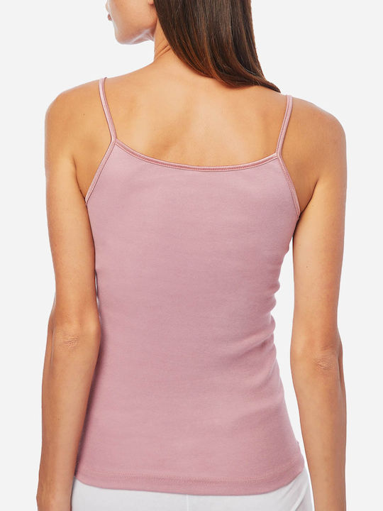 Women's Cotton T-Shirt with Spaghetti Strap Pink 2Pack