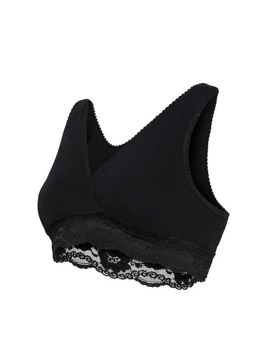 Carriwell Crossover Cotton Maternity & Nursing Sports Bra Wrapped Black