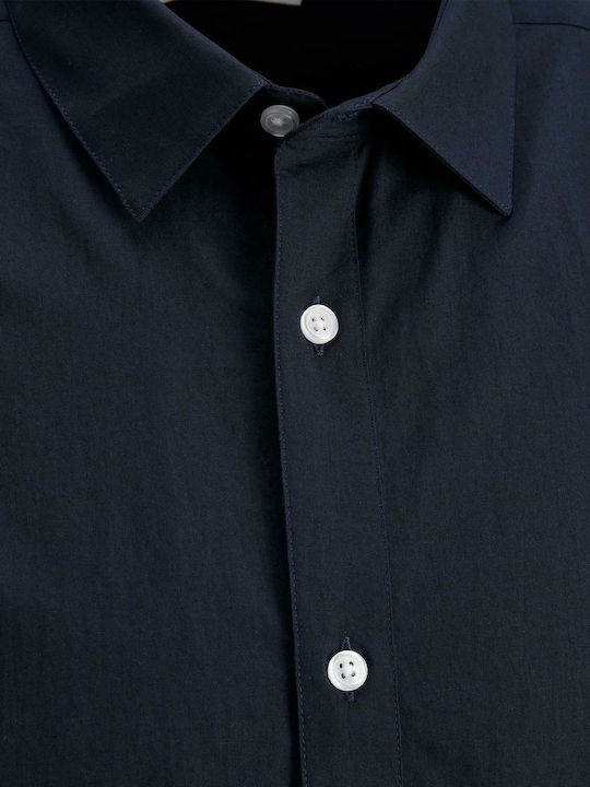 Short-sleeved Cotton Shirt Navy Blue