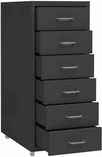Metallische Büro-Schubladenschublade mit Rädern Anthrazit 28x41x69cm