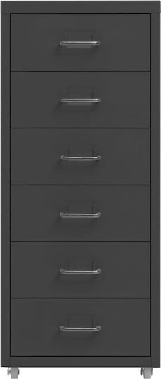 Metallische Büro-Schubladenschublade mit Rädern Anthrazit 28x41x69cm