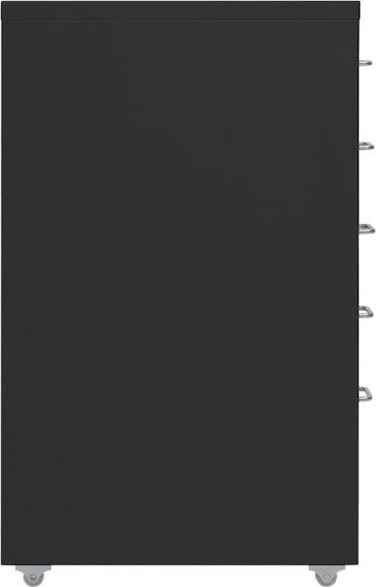 Metallene Büroaufbewahrungsschublade mit Rädern Schwarz 28x41x69cm