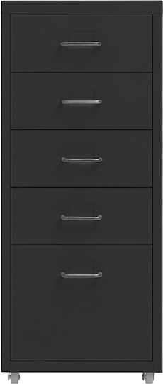 Metallene Büroaufbewahrungsschublade mit Rädern Schwarz 28x41x69cm