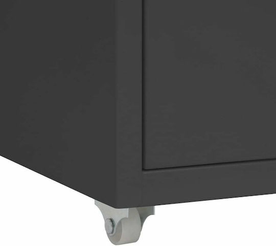 Metallische Büro-Schubladenschublade mit Rädern Anthrazit 28x41x69cm