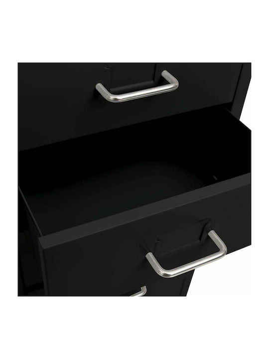 Office Storage Metal Drawer with Wheels & 8 Drawers Black L28xW41xH109cm